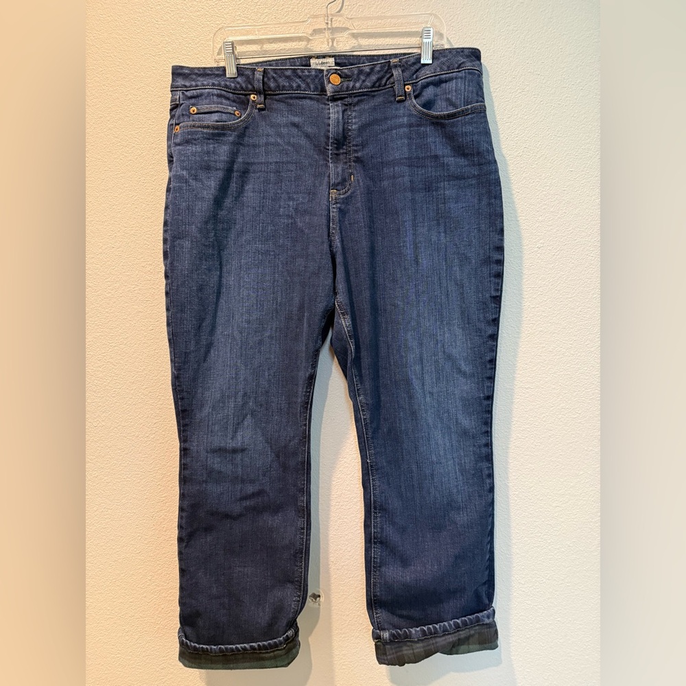 L.L. Bean Favorite Fit Flannel Lined Blue Jeans